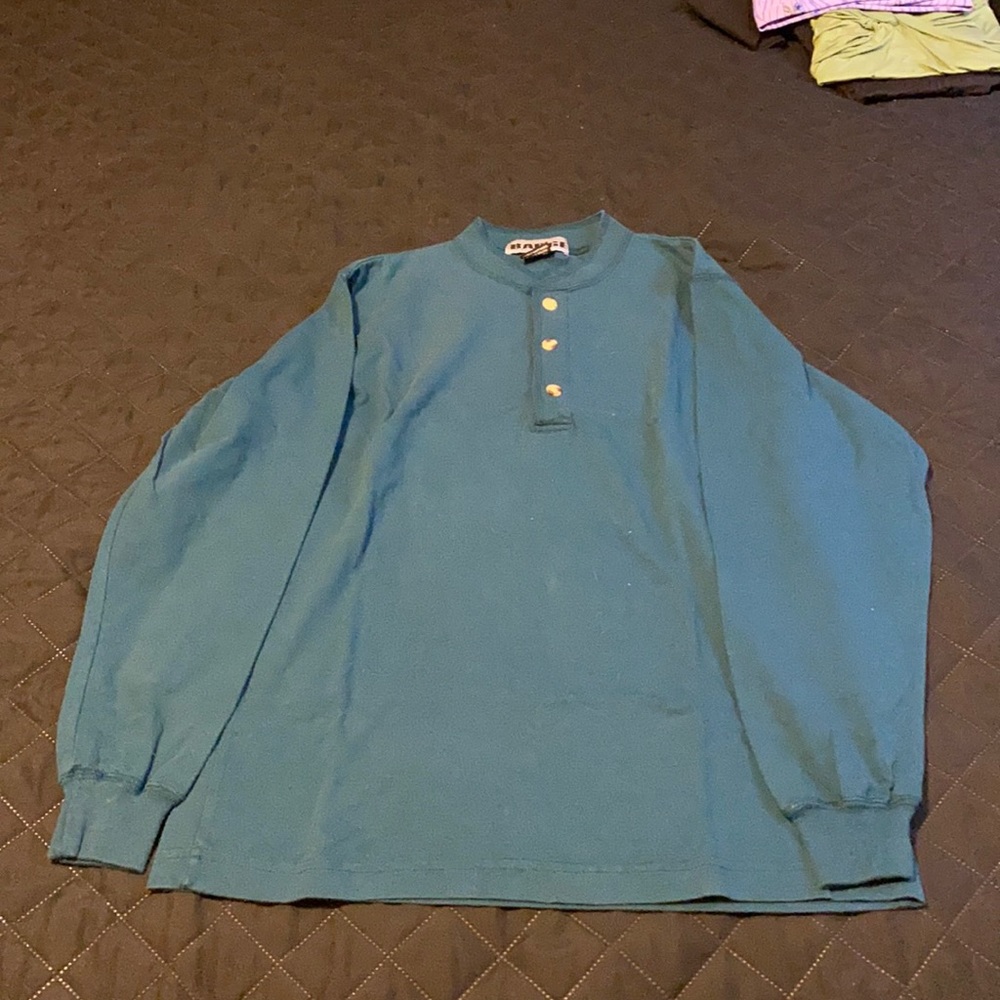 Badge long sleeve shirt color green size medium